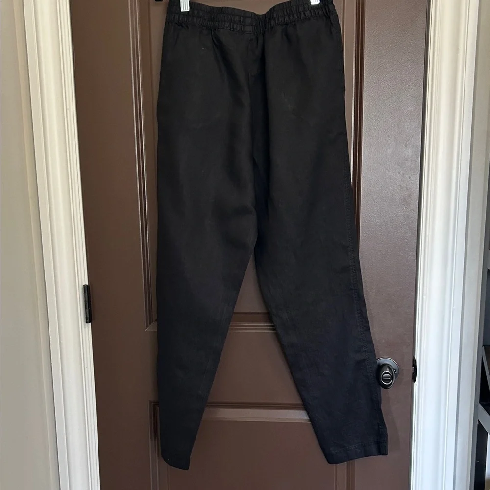 H&M Black Linen Tapered Pants | Drawstring Waist | Women’s Small | EUC